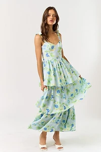 Sky Blue Ribbon Strap Dress