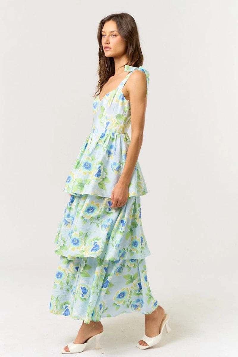 Sky Blue Ribbon Strap Dress