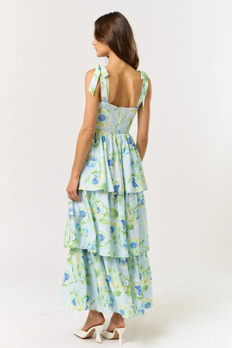 Sky Blue Ribbon Strap Dress