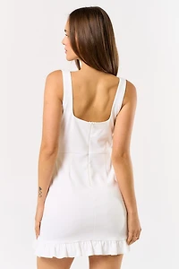 Ruffled Square Neck Mini Dress