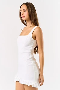 Ruffled Square Neck Mini Dress