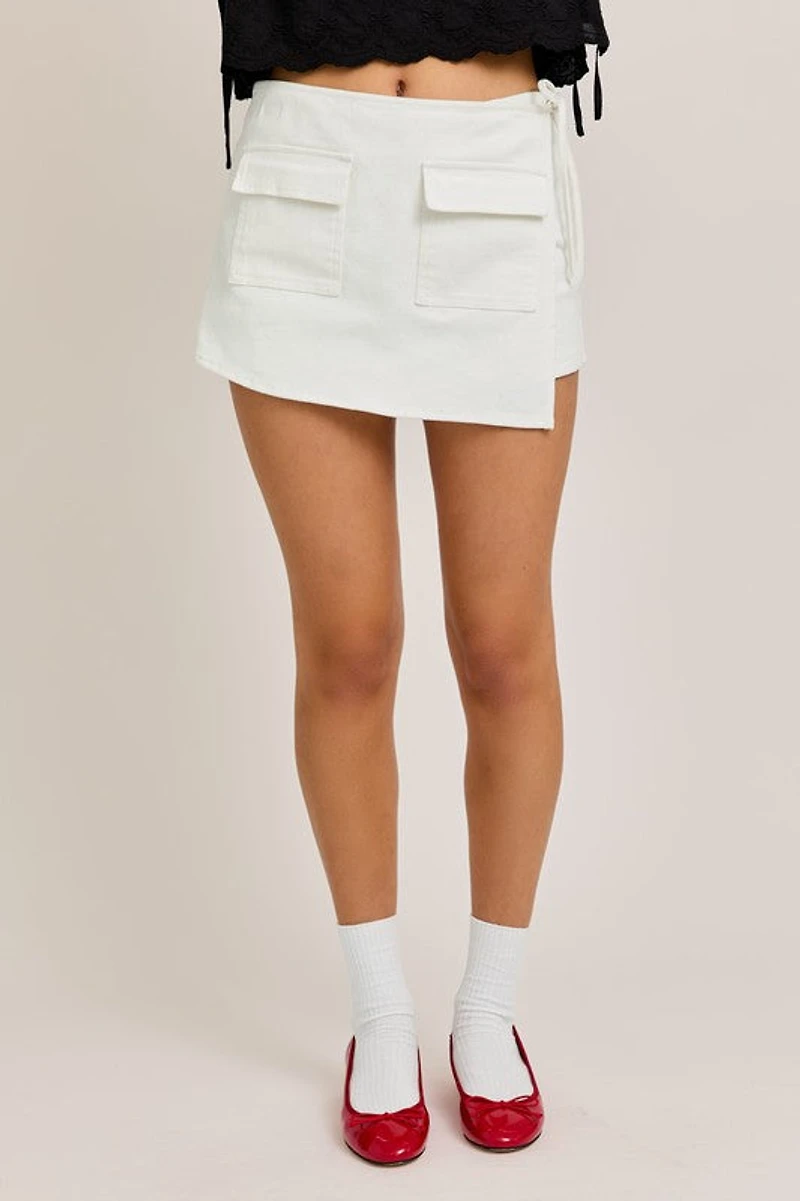 White Tie Side Skirt