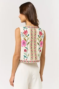 Front Tie Floral Vest