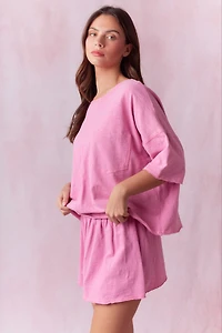 Fuchsia Crew-Neck Cropped Top