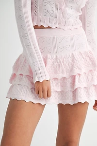 Pink Bow Knit Cardigan & Mini Skirt Set