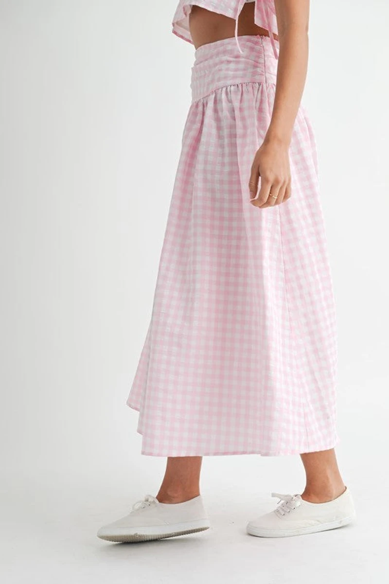 Pink Gingham Top & Skirt Set