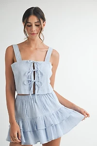 Blue Gingham Top & Skirt Set