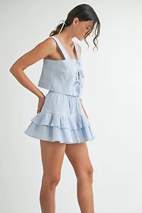 Blue Gingham Top & Skirt Set