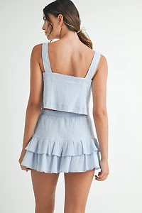 Blue Gingham Top & Skirt Set