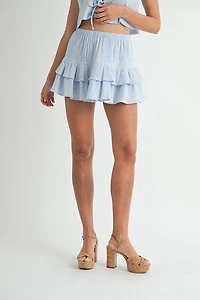 Blue Gingham Top & Skirt Set