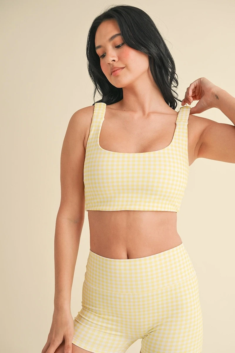 Yellow Gingham Print Bra Top