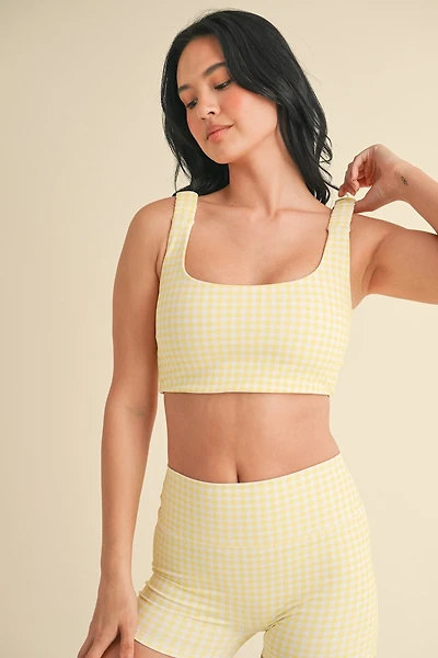 Yellow Gingham Print Bra Top