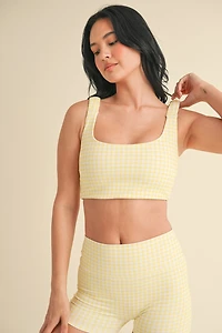 Yellow Gingham Print Bra Top