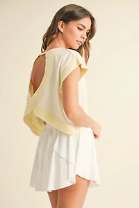 Yellow Cutout Back Layering Tee