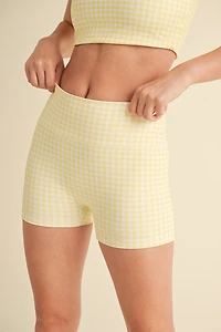 Yellow Gingham Mini Shorts