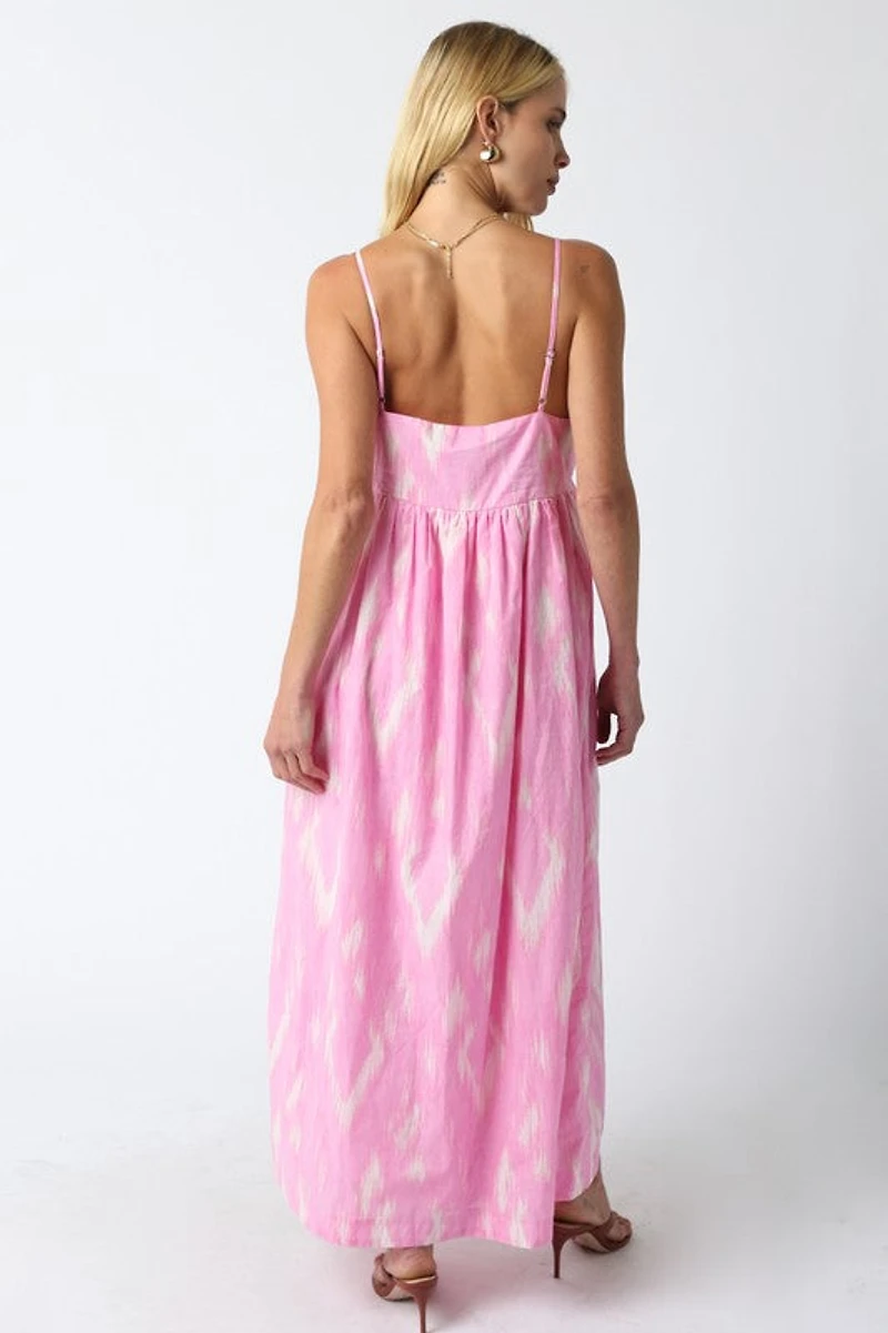 Pink & White Abstract Maxi Dress