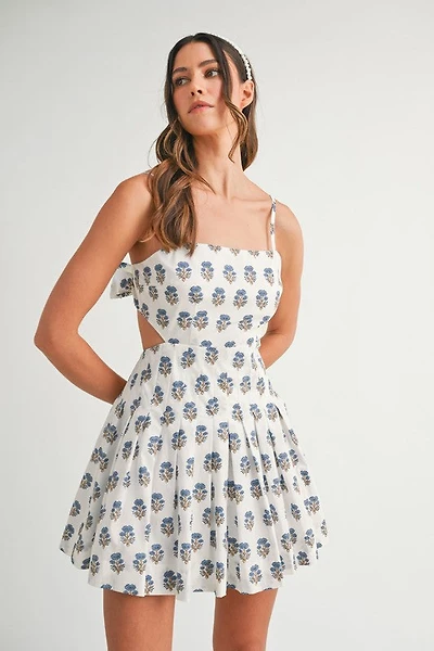 White Floral Cut Out Dress