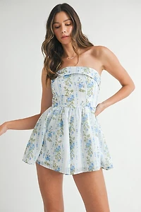 Blue & White Floral Folder Romper