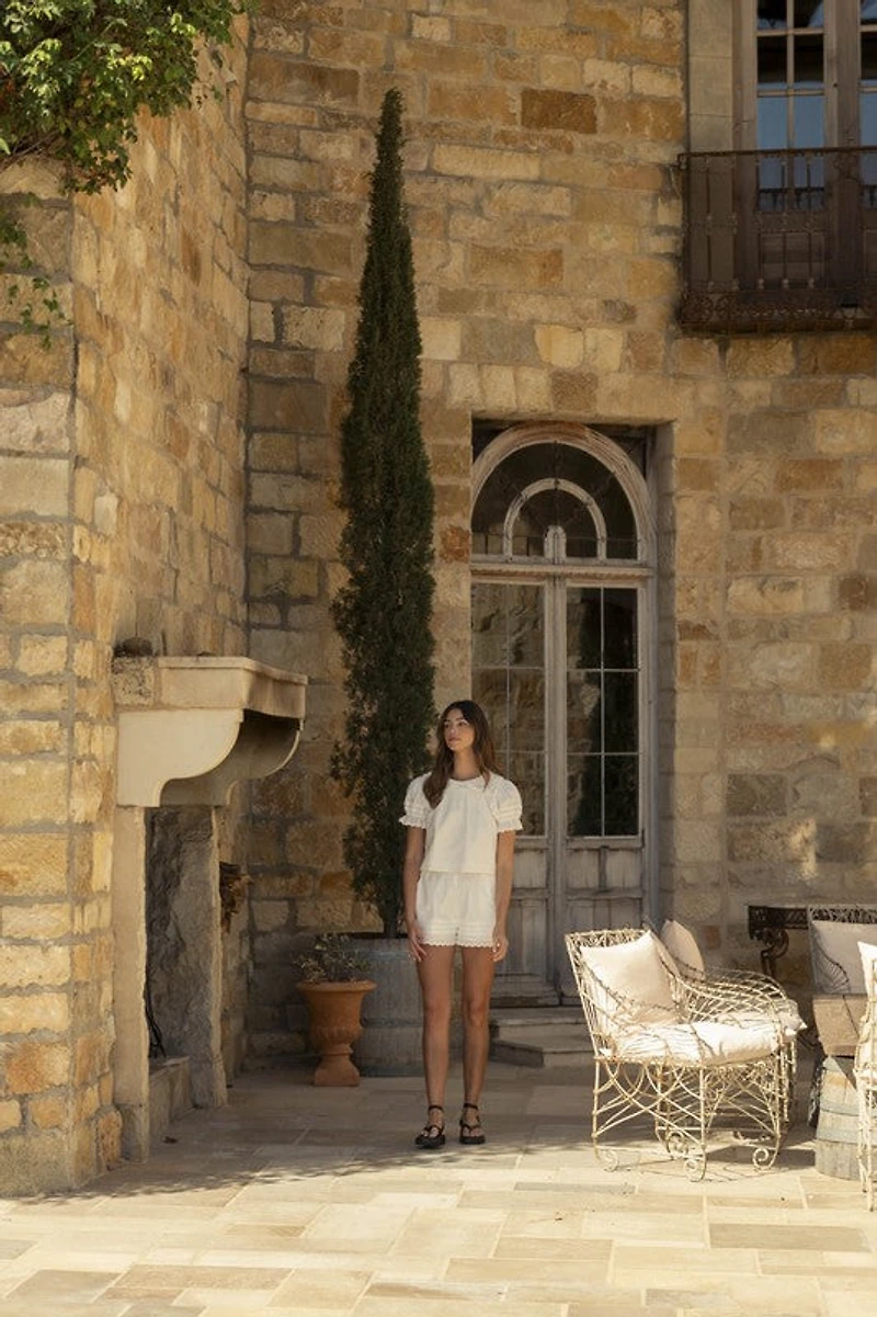 White Blouse & Shorts Set