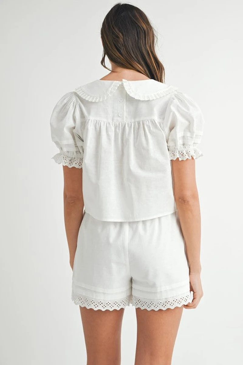 White Blouse & Shorts Set
