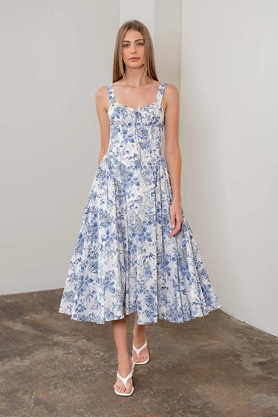 Blue Floral Corset Dress