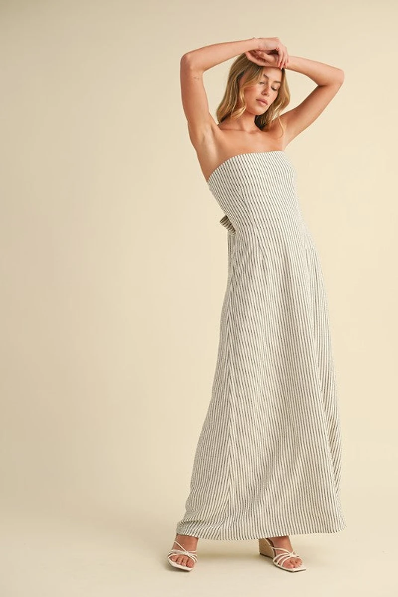 Striped Tie Back Maxi Dress