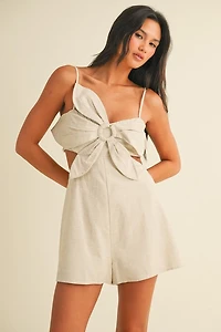 Linen Flower Top Sleeveless Jumpsuit
