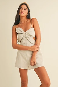 Linen Flower Top Sleeveless Jumpsuit