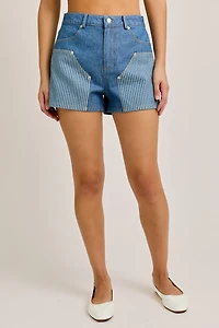 Stripe Detail Denim Shorts
