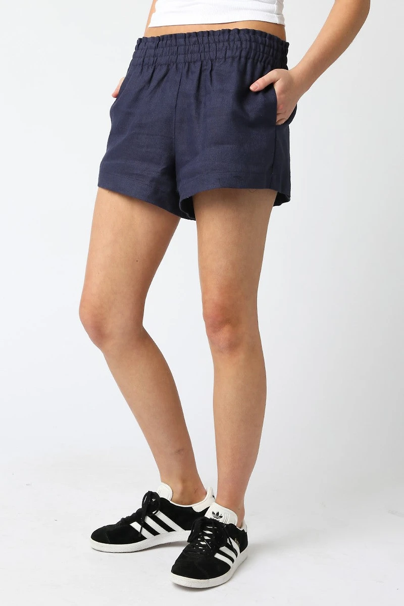 Navy Linen Shorts