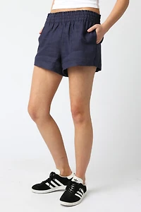 Navy Linen Shorts
