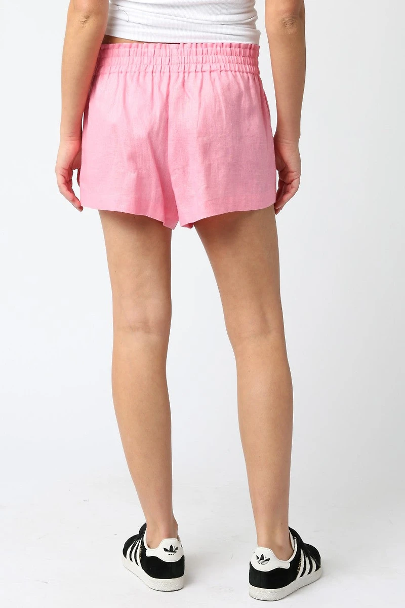 Pink Linen Shorts