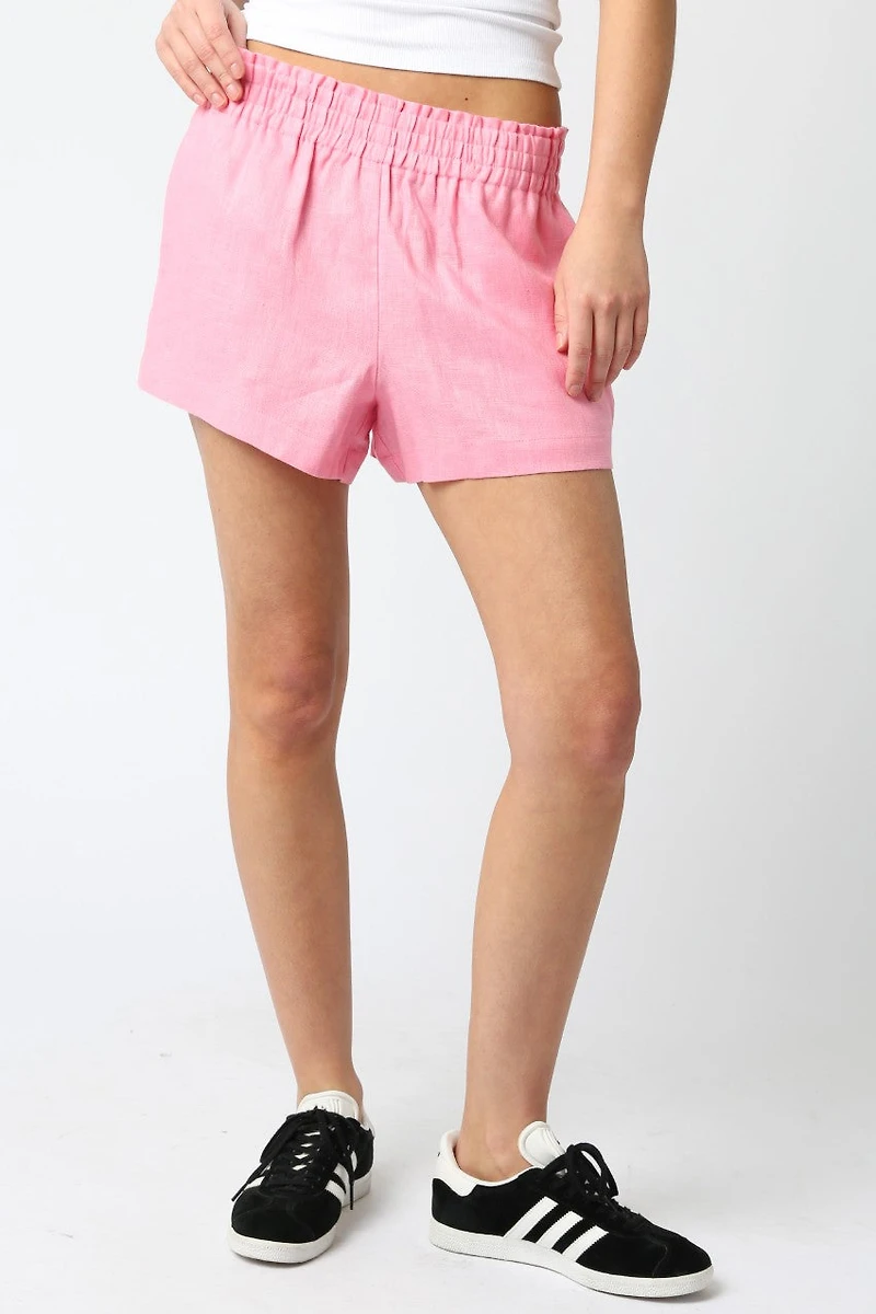 Pink Linen Shorts