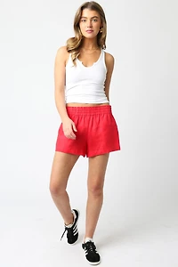 Red Linen Shorts