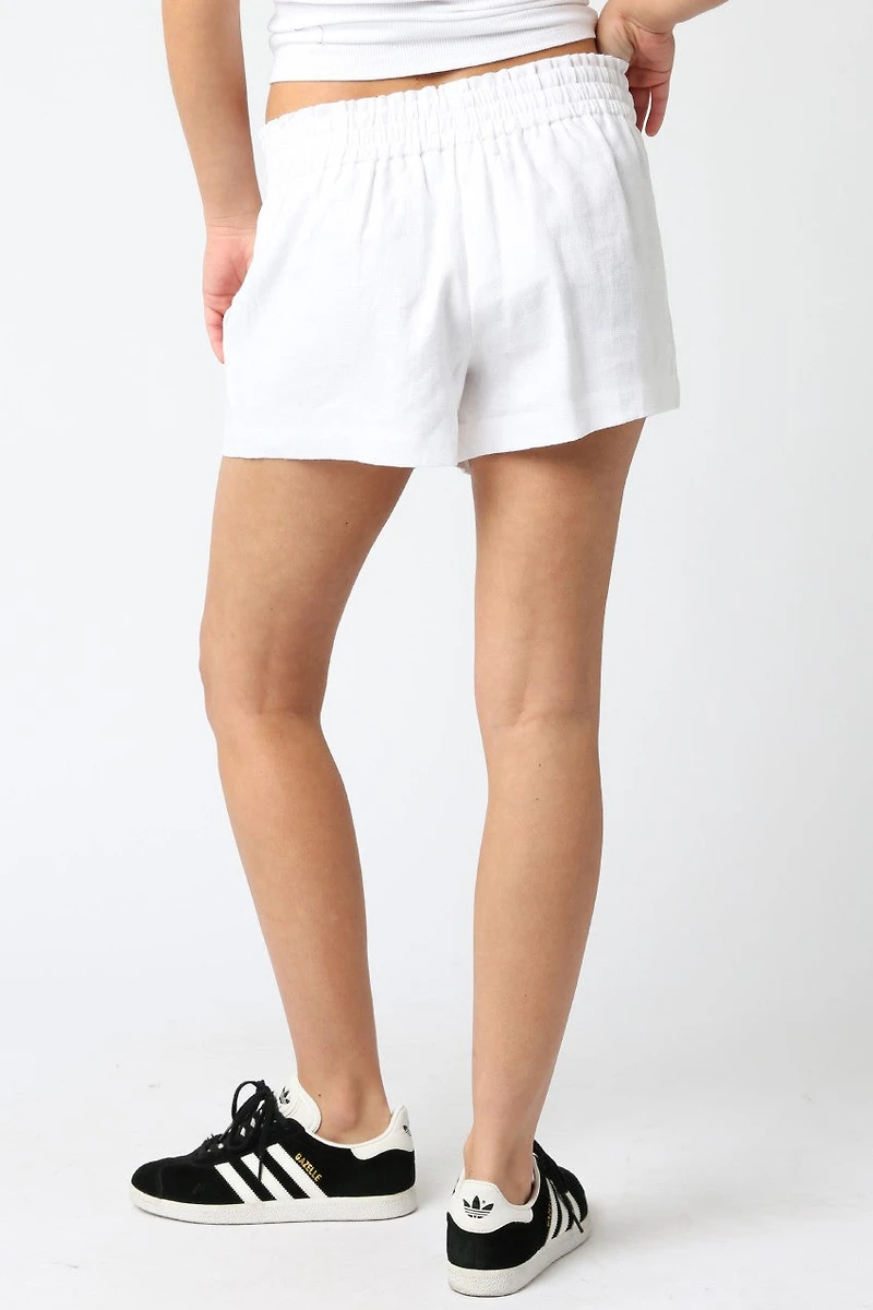White Linen Shorts