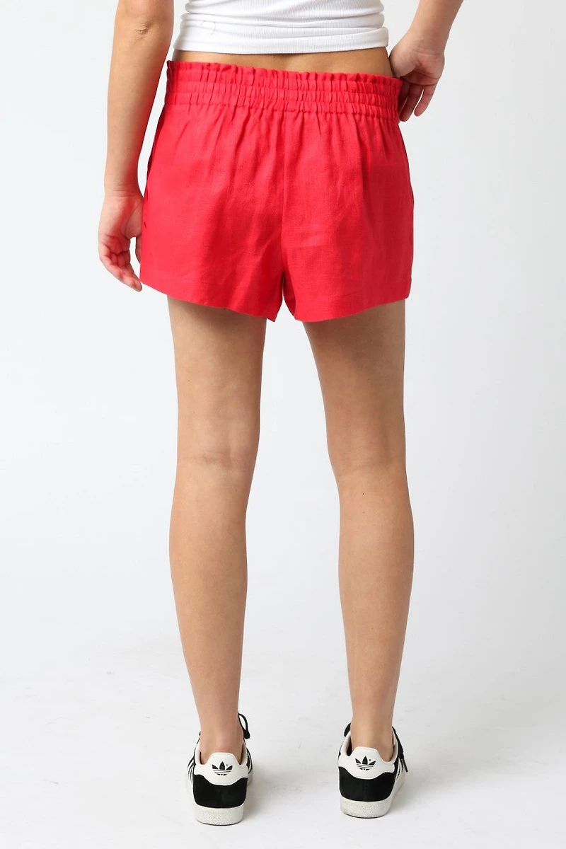 Red Linen Shorts