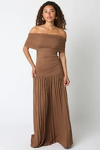 Elina Brown Drop Waist Dress