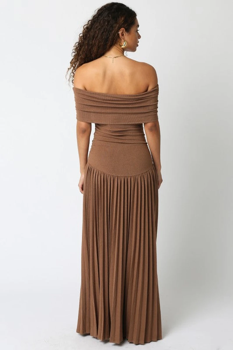 Elina Brown Drop Waist Dress