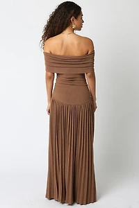 Elina Brown Drop Waist Dress