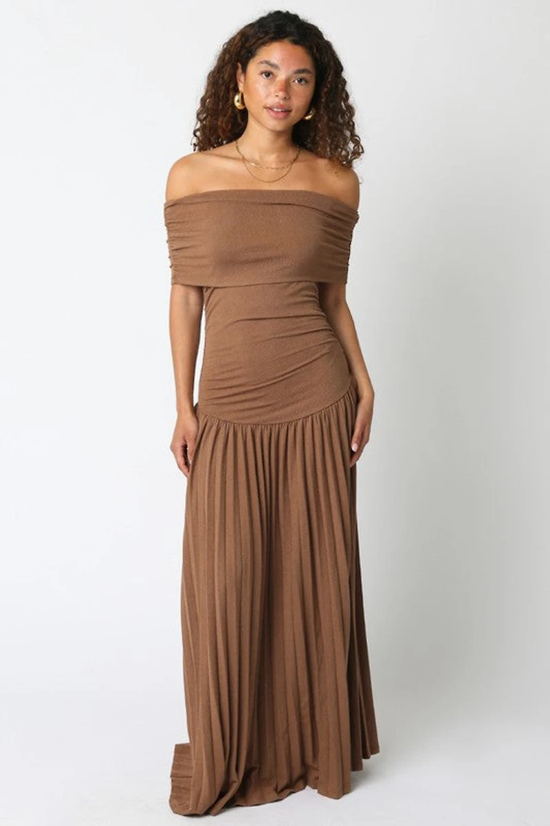 Elina Brown Drop Waist Dress