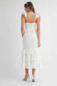 White Eyelet Lace Ruffle Dress