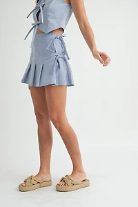 Blue & White Gingham Tie Front Set