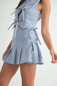 Blue & White Gingham Tie Front Set