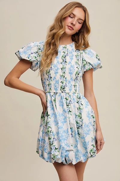 Blue Floral Bubble Dress
