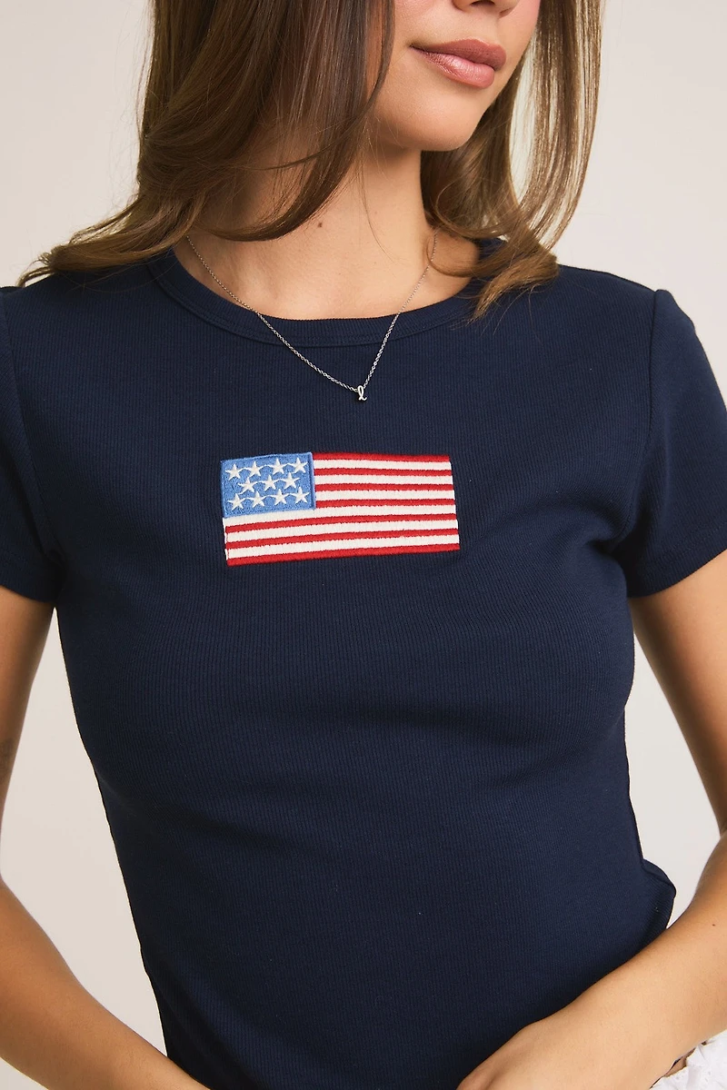 Navy American Flag Tee