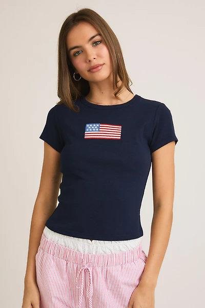 Navy American Flag Tee