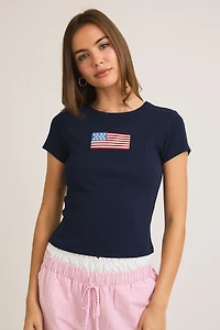 Navy American Flag Tee