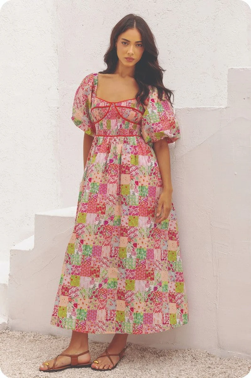 Pink Piping Maxi Dress