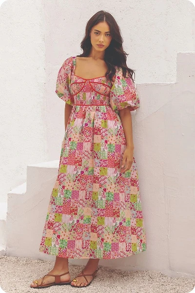 Pink Piping Maxi Dress