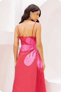 Sleeveless Side Cutout Flower Maxi Dress